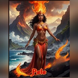 Hawaiian Goddess Pele In A Glass Front Frame 8x10 picture AI wall